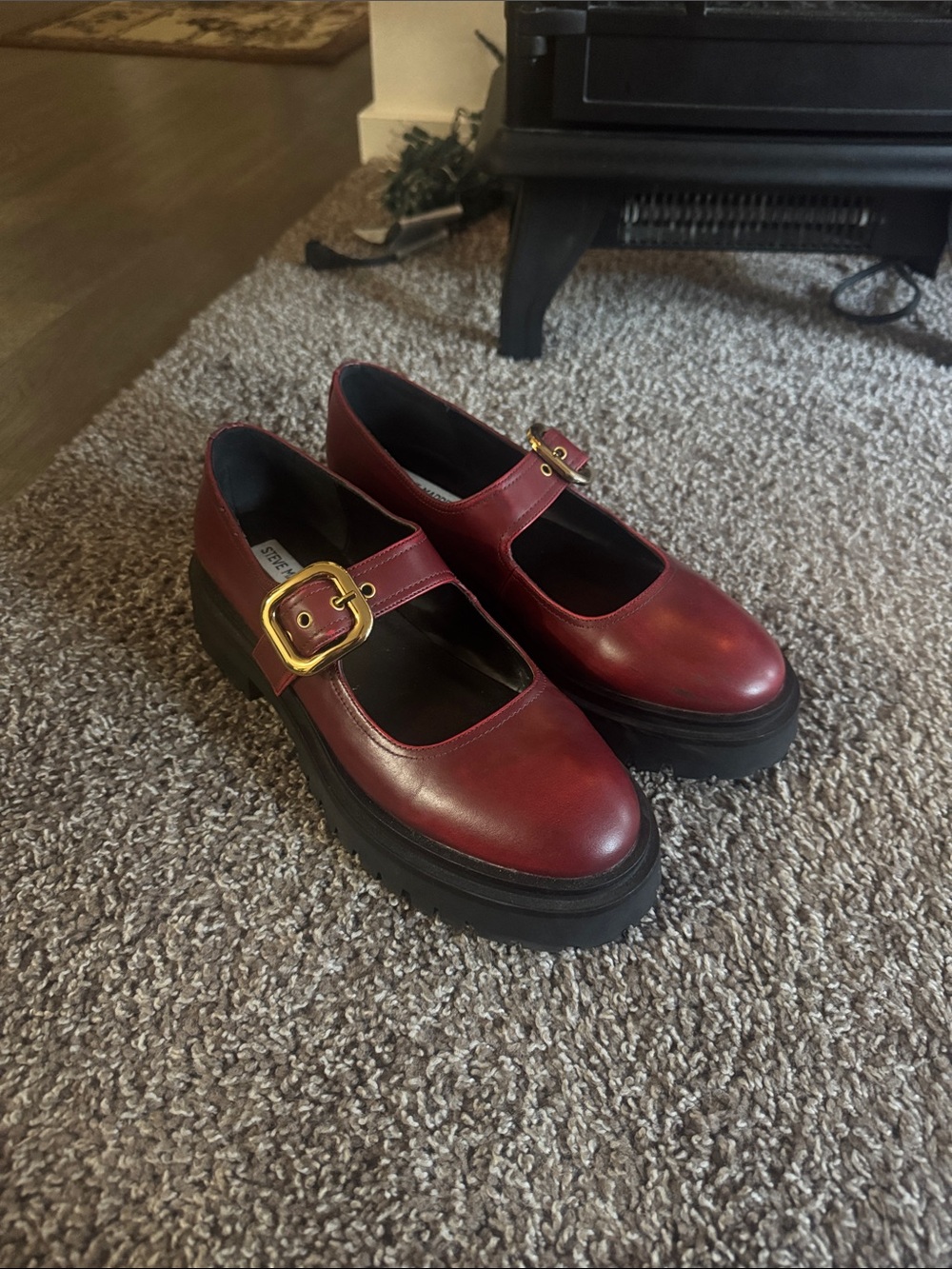 Steve Madden Burgundy Mary Jane Platform Shoes